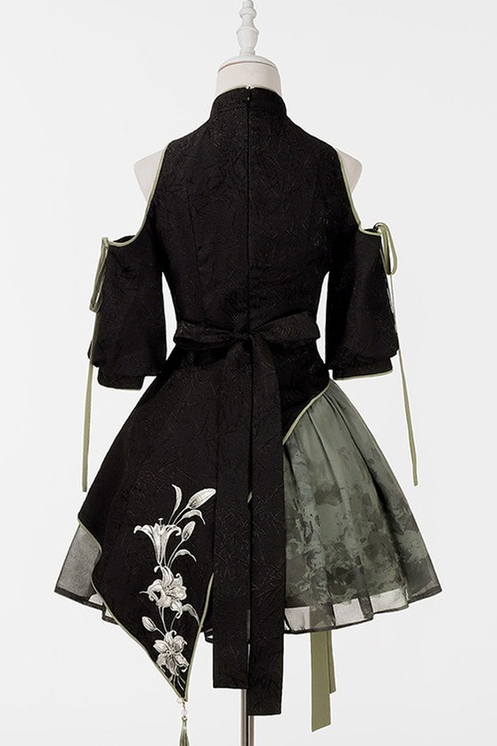 Floral Gothic Asymmetric Cheongsam Dress + Skirt