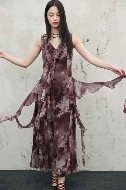 abito in chiffon rosso intenso