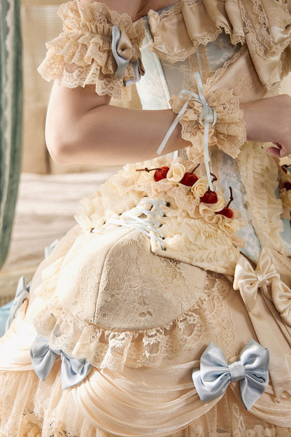 Milk Blue Lace Cake Skirt Set-Up