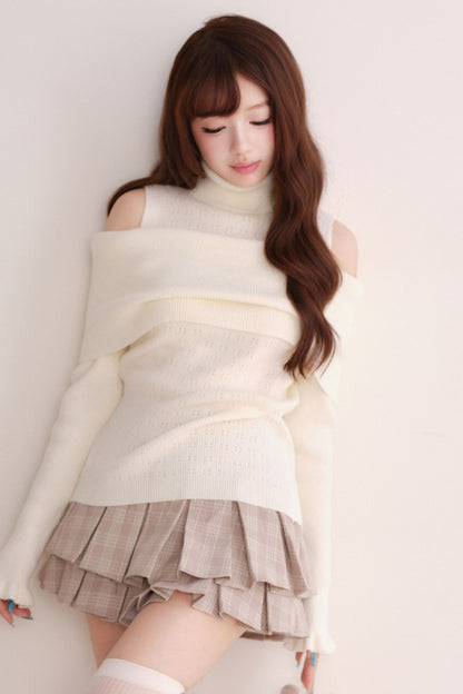 Off-Shoulder Shawl Pullover Sweater