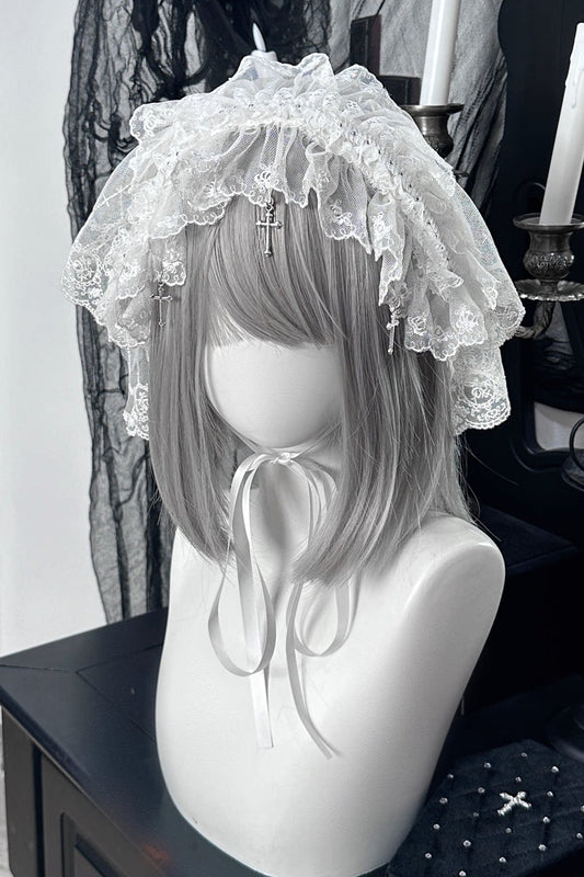 Gothic Lolita Lace Cross Pendant Headband