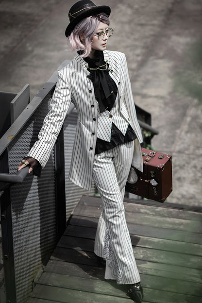 Striped Flared Suit Pants