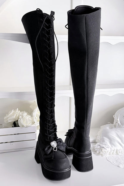 Cross-Studded Platform Over-The-Knee Boots