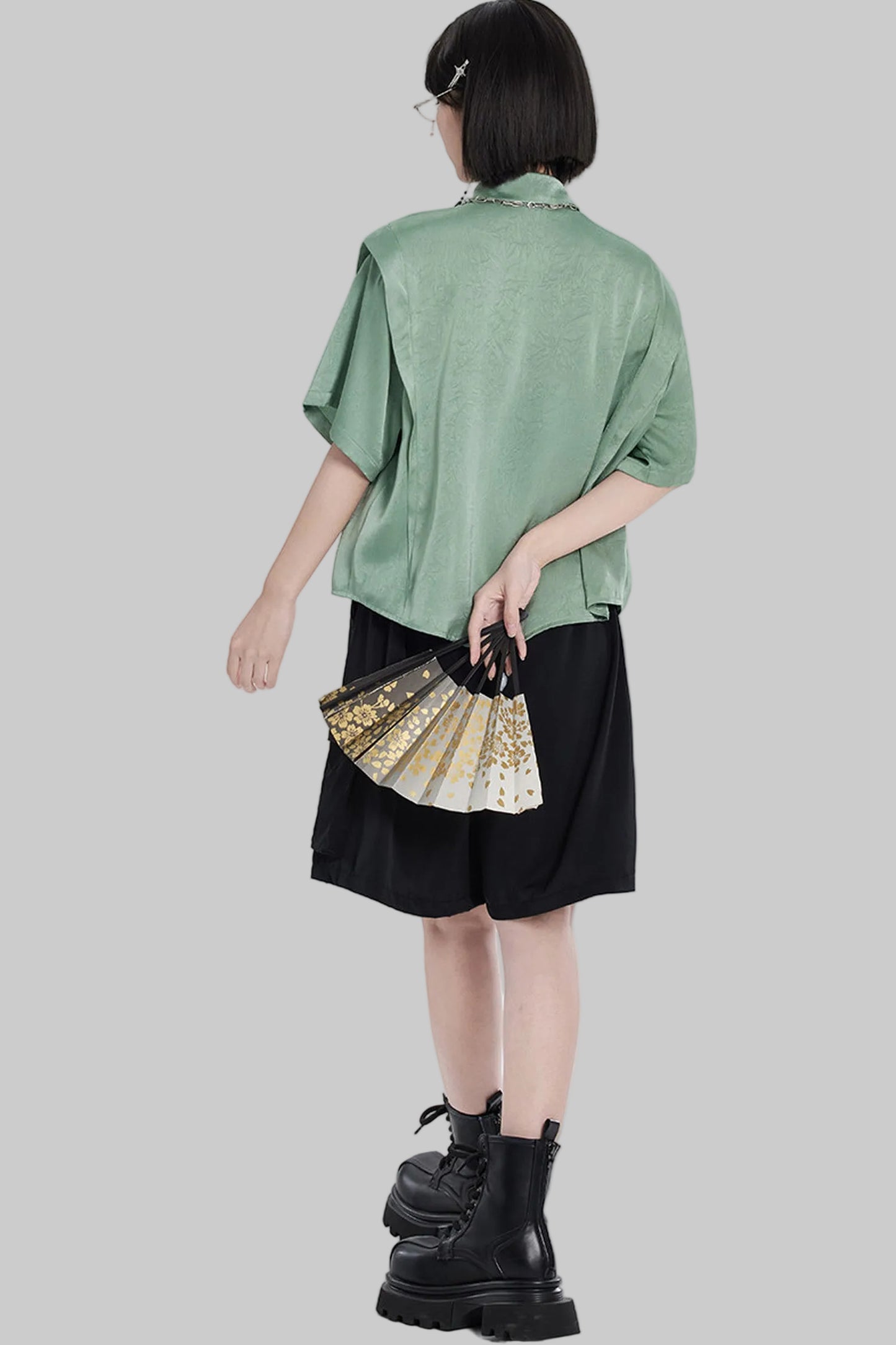Golden Crow Embroidered Blouse Set-Up