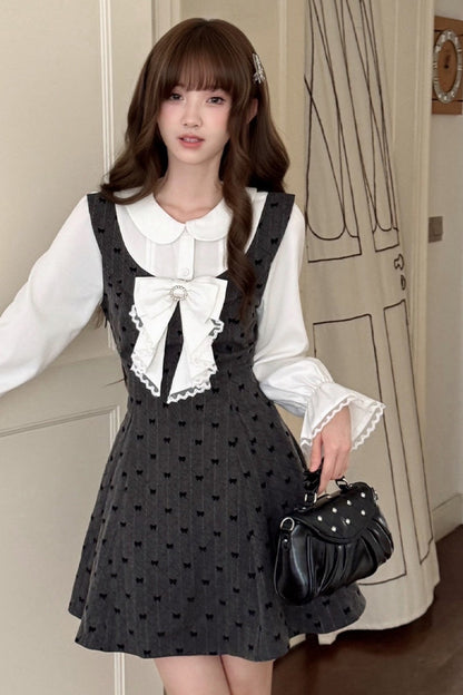Long-Sleeve Lace Layered-Look Dress