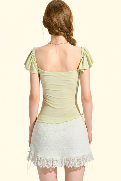 top rosa verde menta