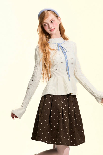 Brown Polka Dot A-Line Skirt