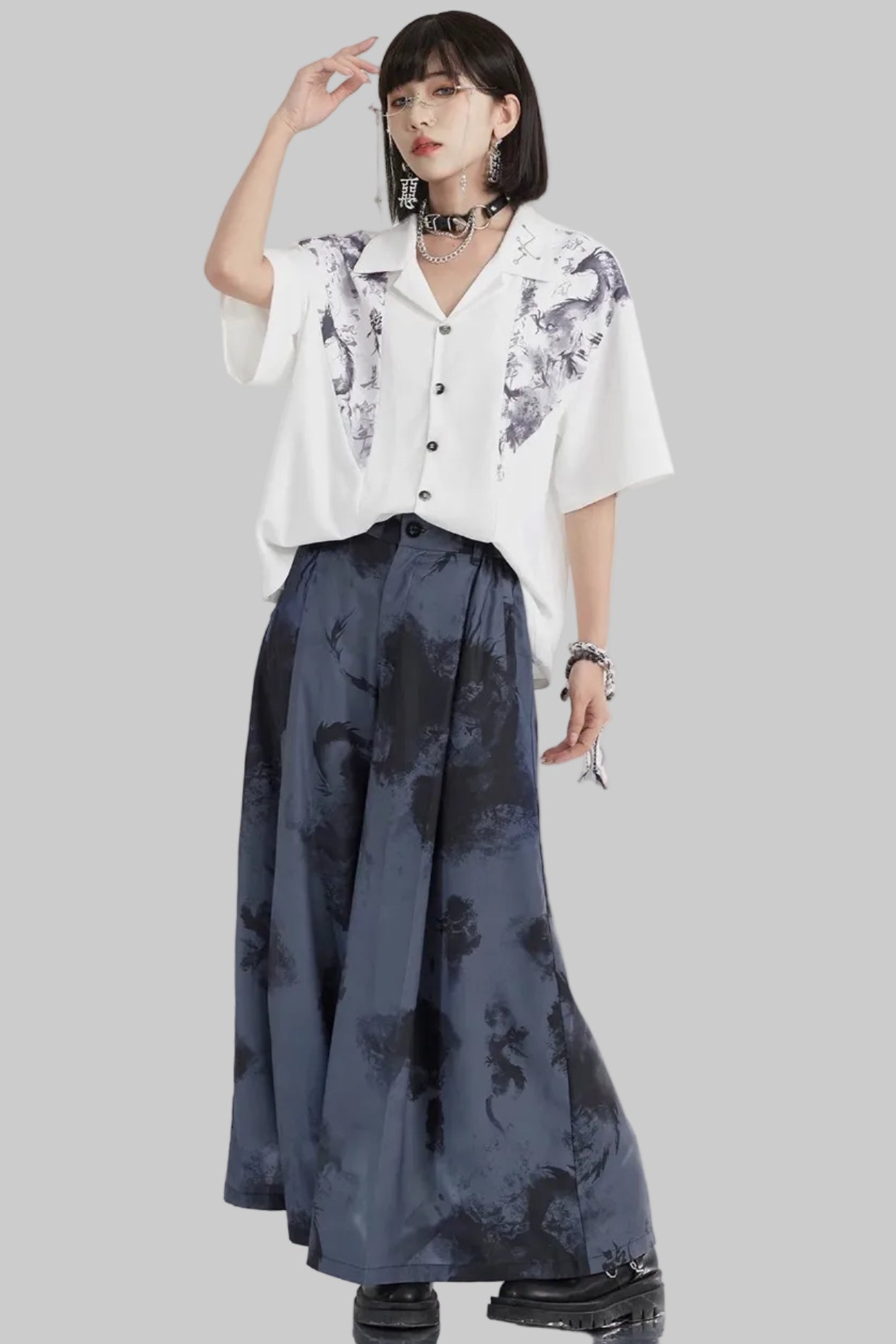 Dragon Shadow Wide-Leg Pants