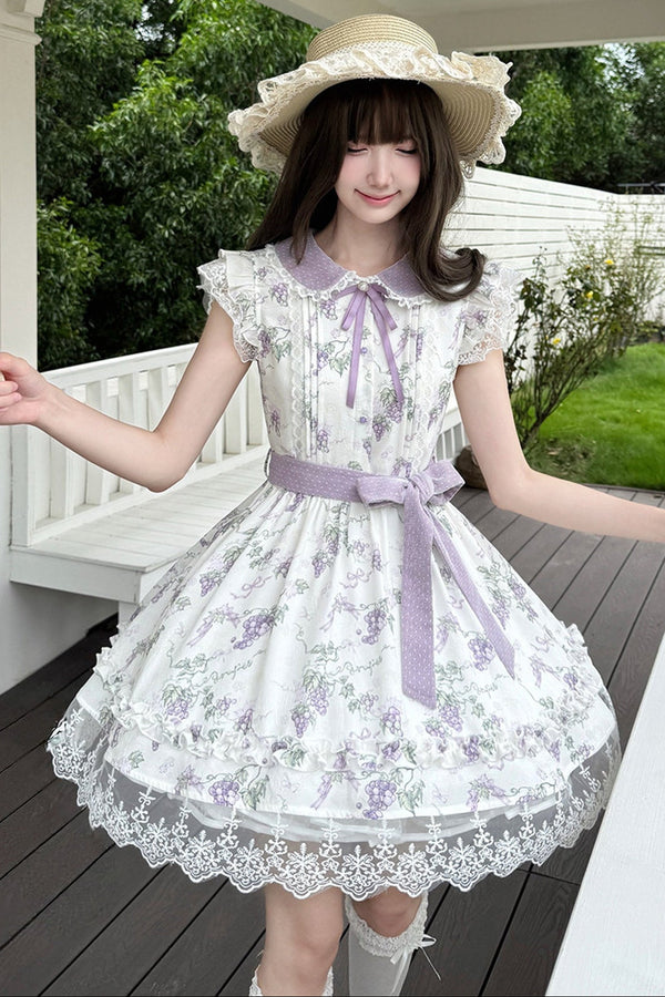 Grape Vine Floral Lace Dress