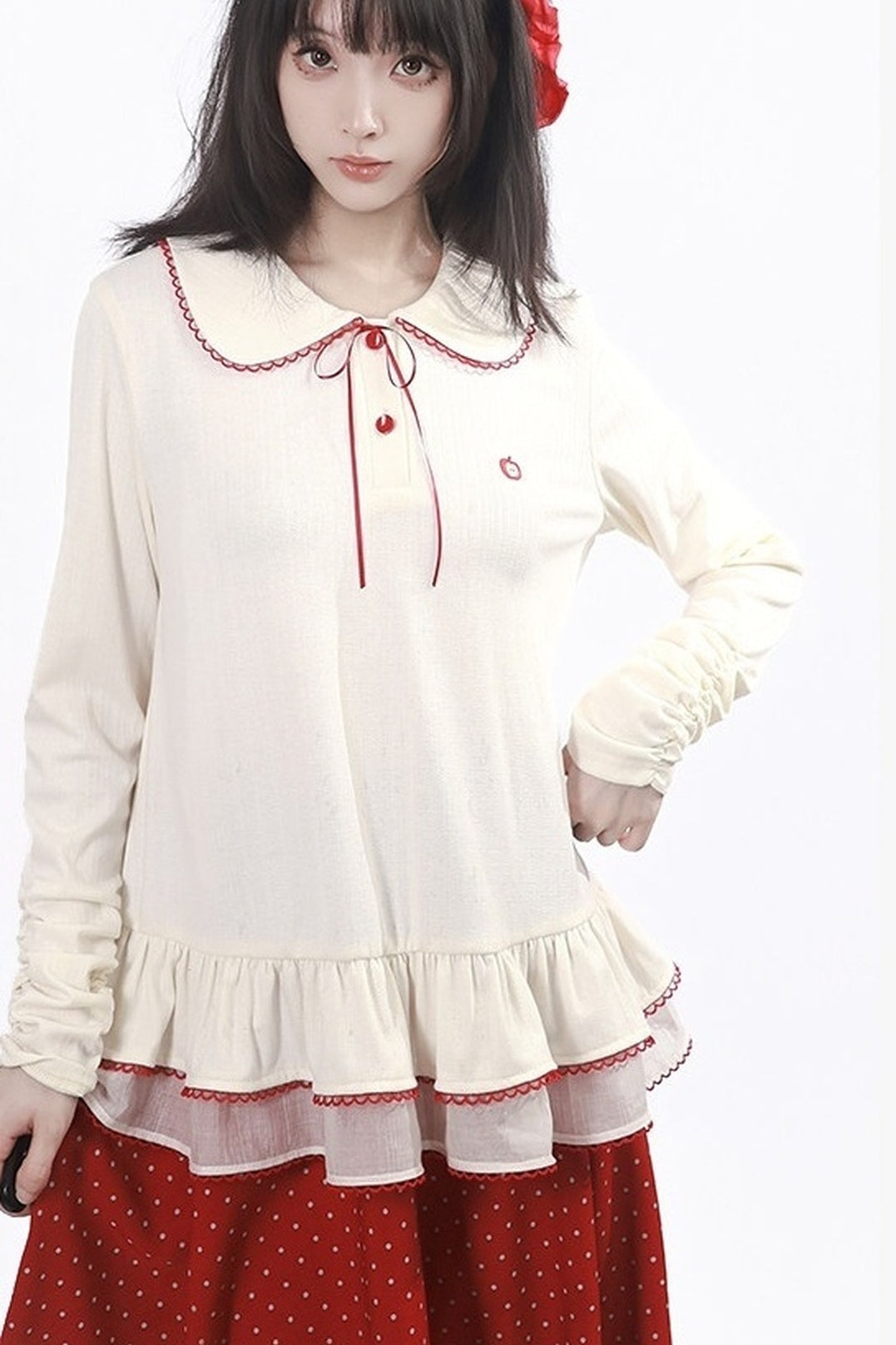 Knitted Cape And Polka Skirt Set-Up
