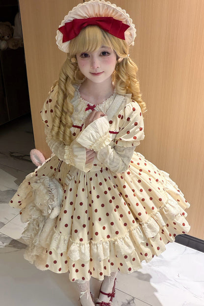 Cotton Polka Dot Print OP Dress Set-Up