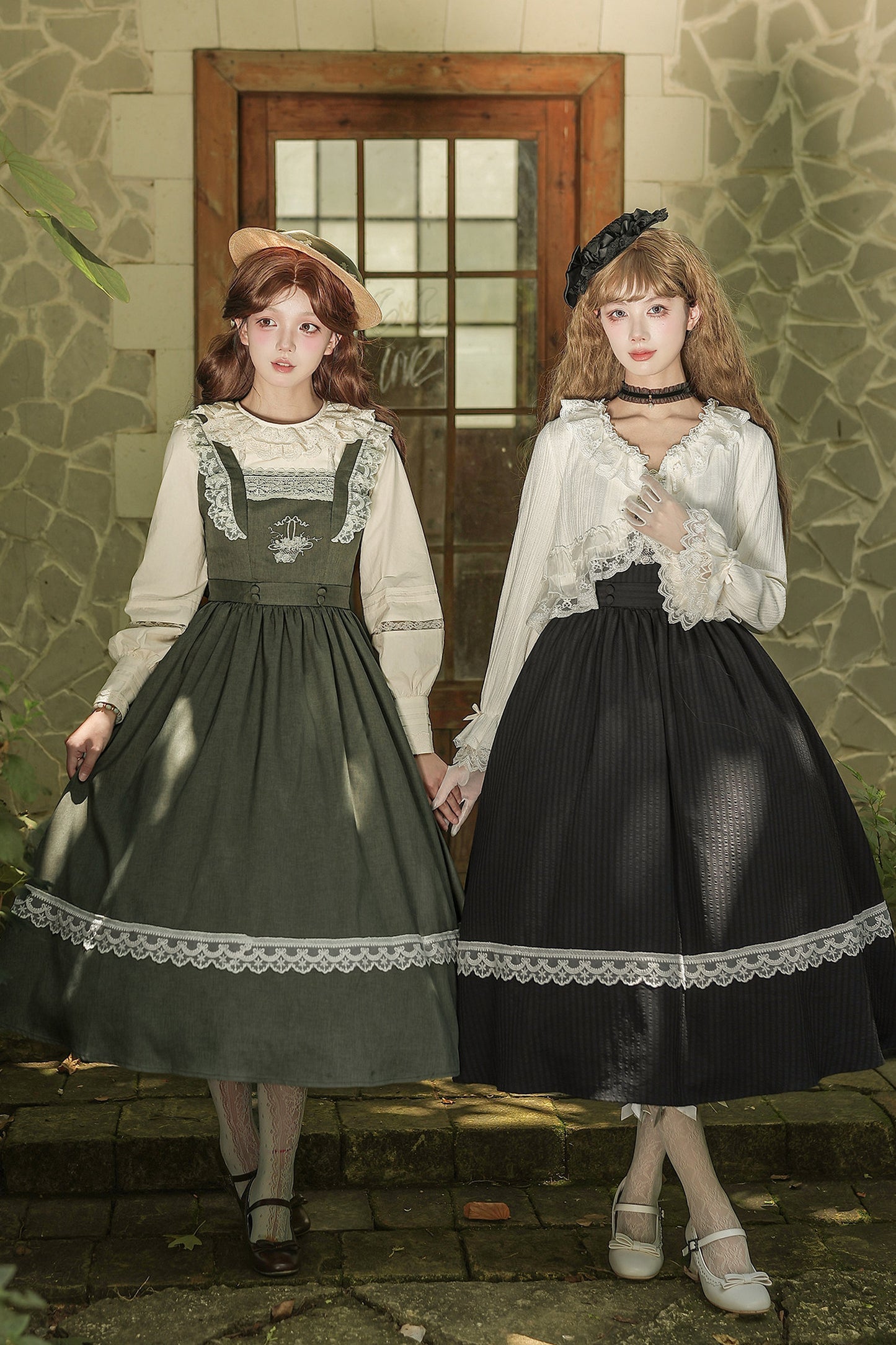 Twin Floral Basket Embroidered JSK Set-Up