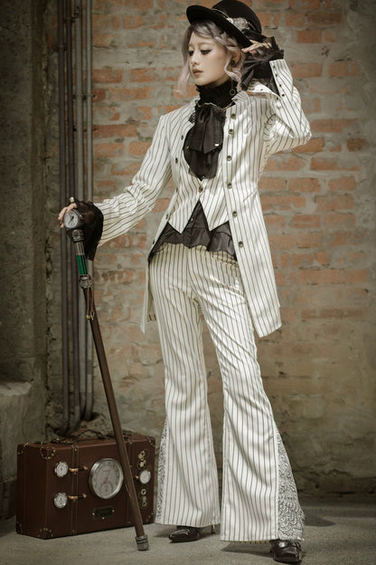 Striped Flared Suit Pants