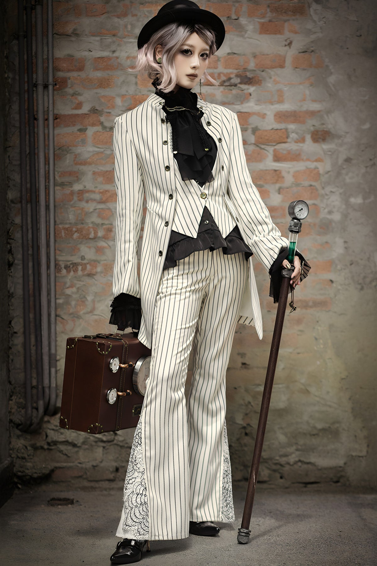 Striped Flared Suit Pants