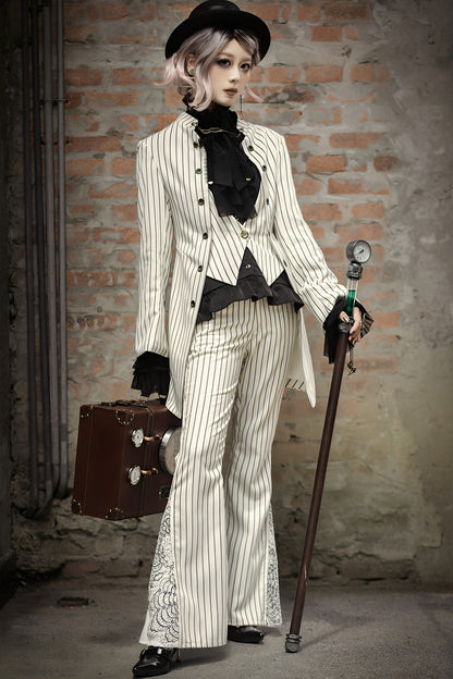 Striped Flared Suit Pants