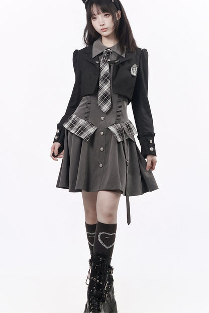 Striped Blazer Shirt Dress Set-Up