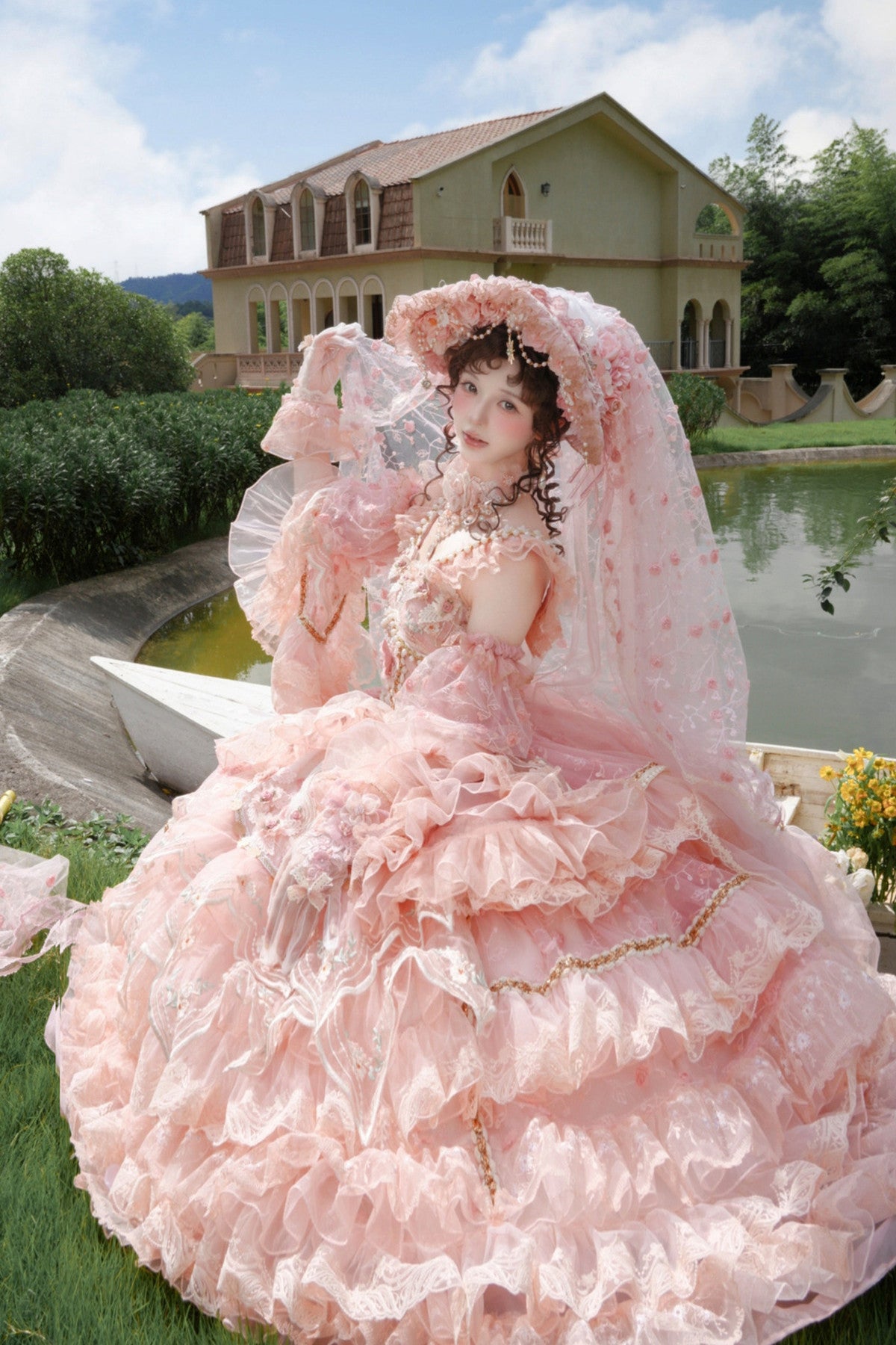Peach Floral Tea Party Dress