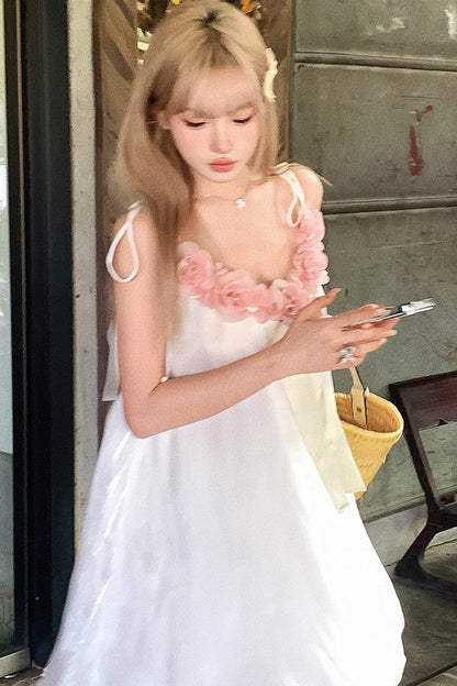 핑크 로즈 리본 캐미 원피스