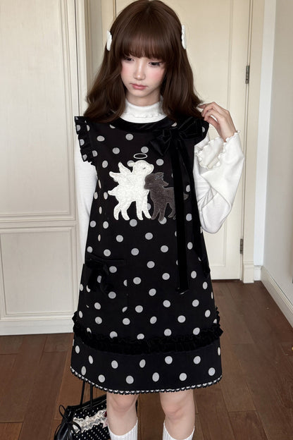 Sleeveless Lamb Embroidery Dress Set