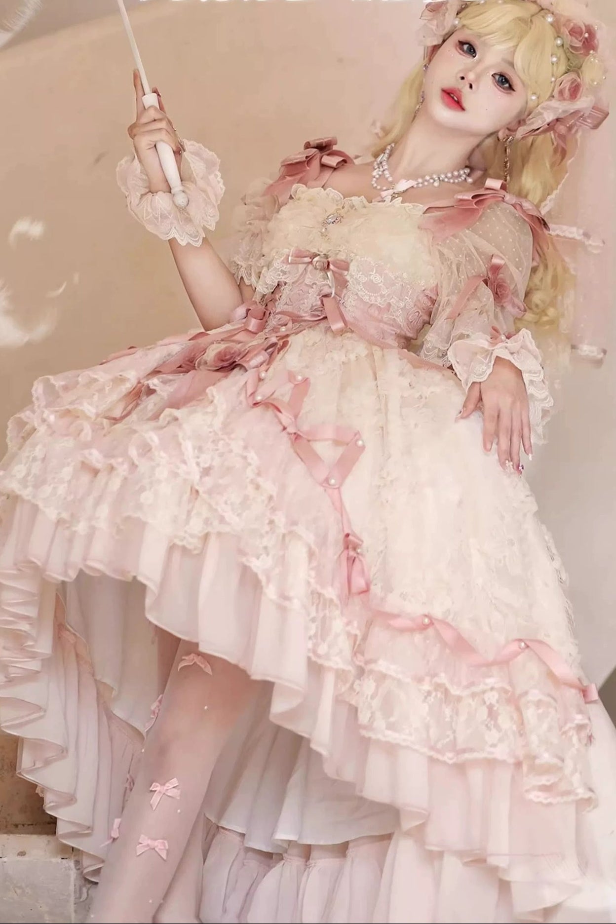 Rose-Schleifen-Gorgeous-Prinzessinnen-Lolita-Kleid