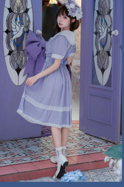 Purple Lace Stripes Academy Dress