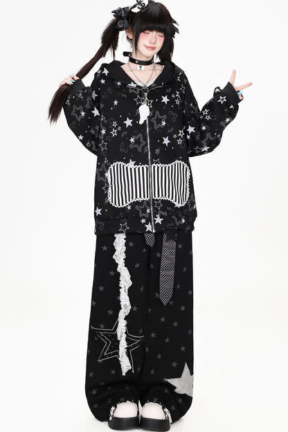 Star Patch Layered-Look Pants