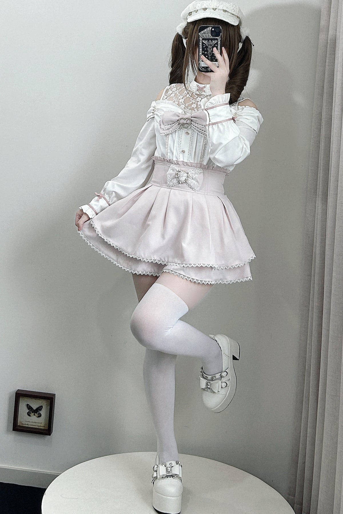 Japanese Lace Tencel Shirt And Skirt Set