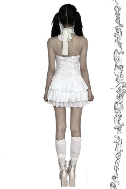 Gothic Bow Strapless Dress+Accessory