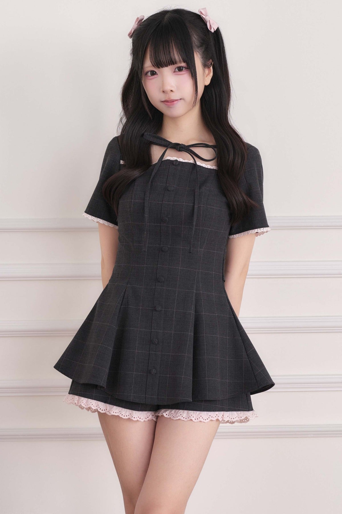 Lace Trim Plaid Dress