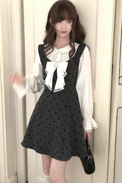 Long-Sleeve Lace Layered-Look Dress