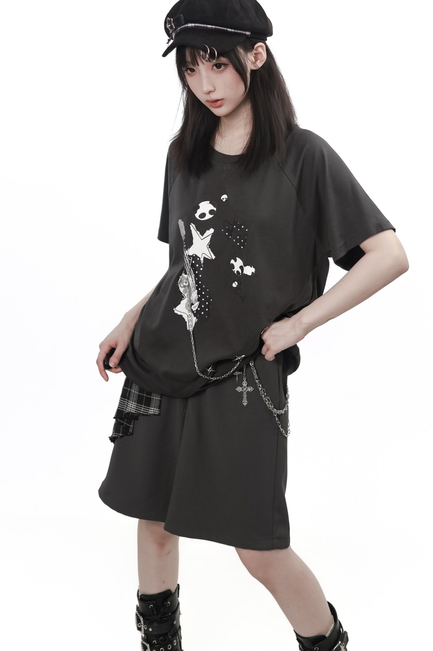 Rebellischer Akkord Raglan-Schal-Kurzarm-Hosen-Set