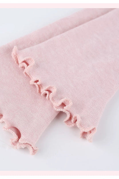 Pink Layered-Look Knit Top and Plush Skirt Set