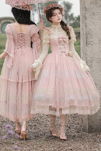 Ölgemälde-Lolita-JSK-Set mit hoher Taille