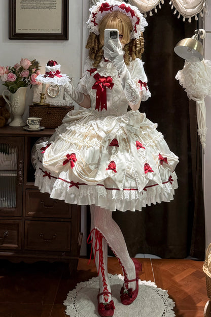 Strawberry Satin Embellished One-Piece Dress