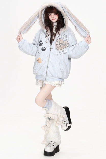 Veste matelassée à capuche avec oreilles de lapin