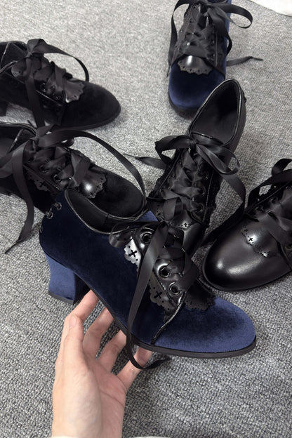Gothic Velvet Ribbon Heels