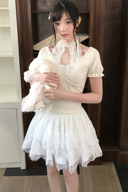 Dolly Lace Choker Top + Skirt