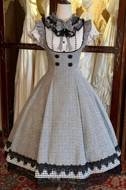 Ruffle Collar Shirt and Dress Set-Up