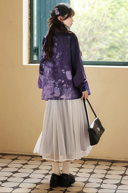 Iris Mist New Chinese Style Shirt and Skirt Set-Up