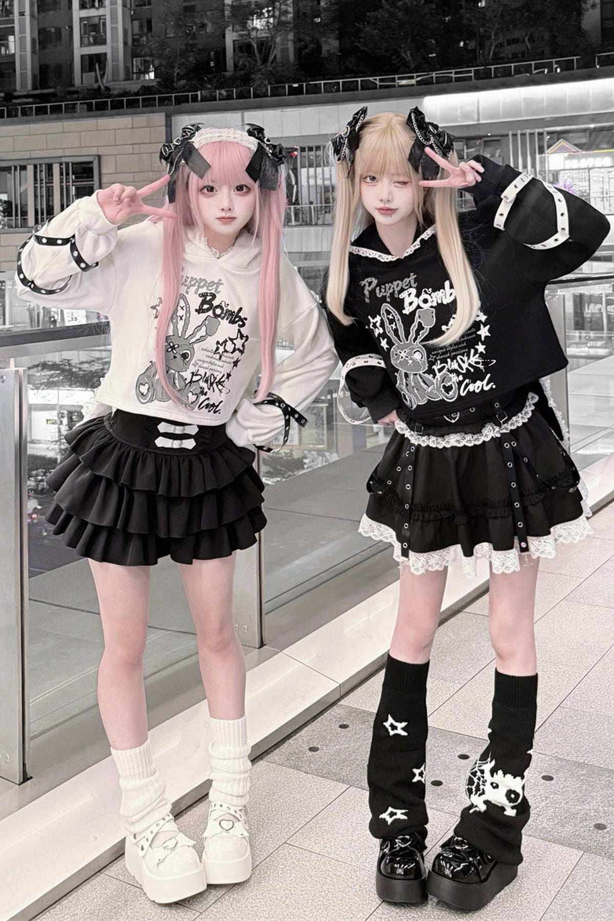 Long Eared Rabbit Sweatshirt And Cake Skirt Set-Up