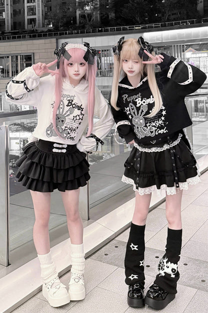 Long Eared Rabbit Sweatshirt And Cake Skirt Set-Up