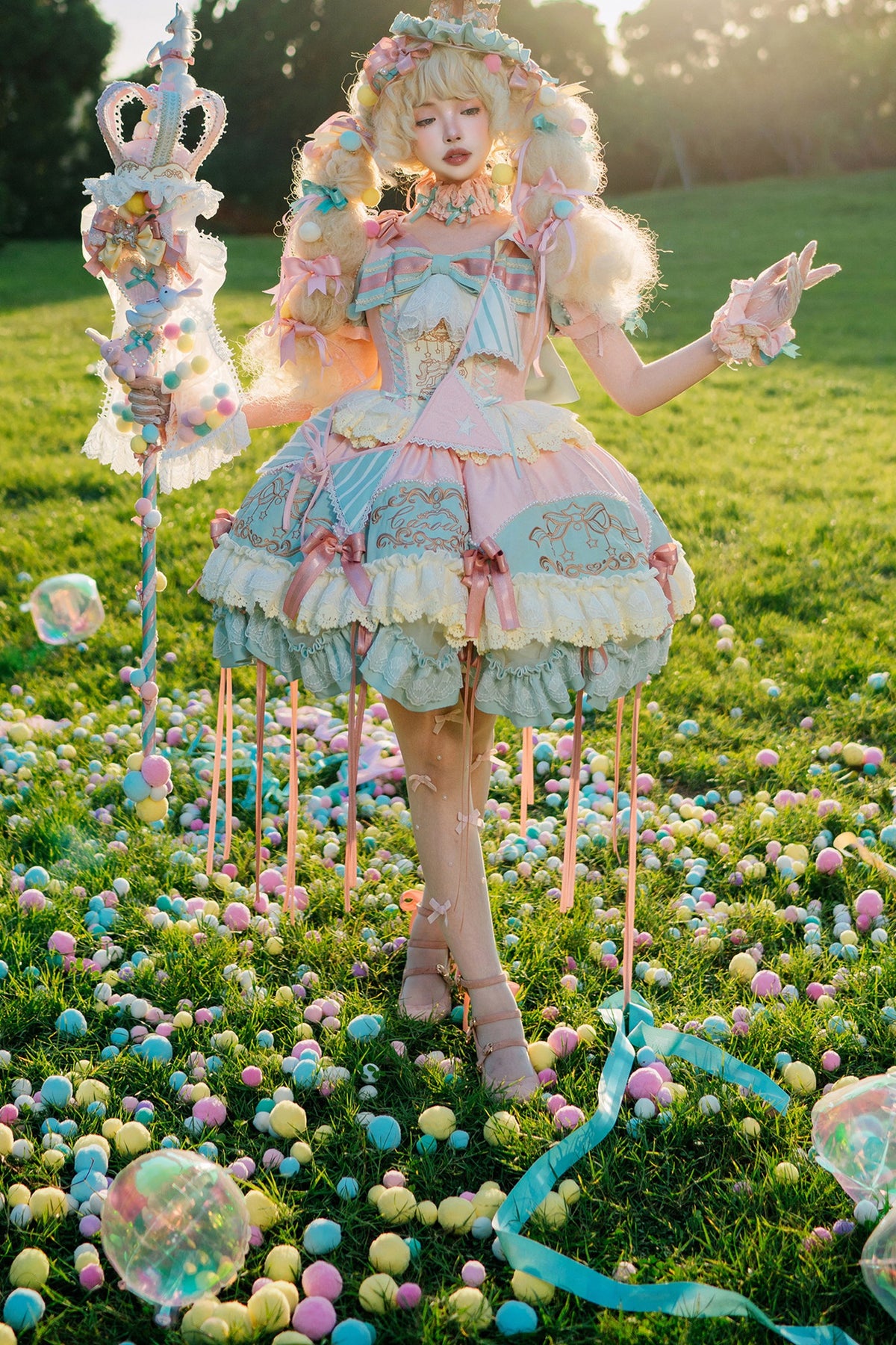 Glänzendes Prinzessinnenkleid und Shorts-Set