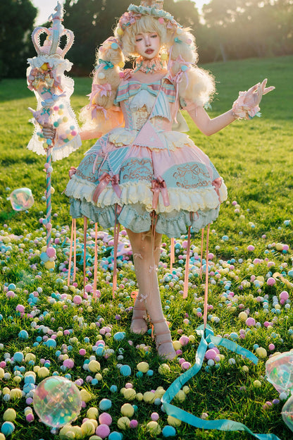 Glänzendes Prinzessinnenkleid und Shorts-Set