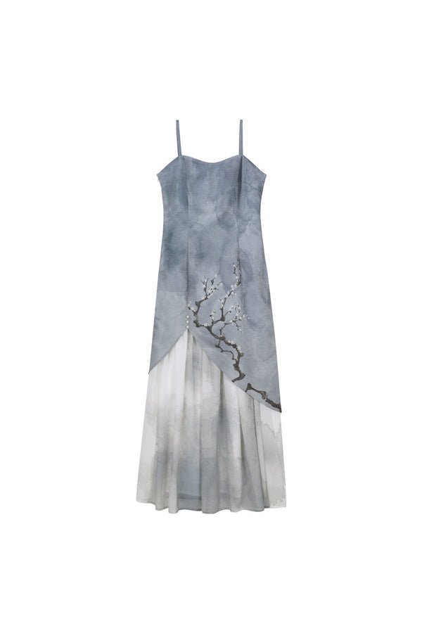 White Plum Cheongsam Top and Skirt Set-Up