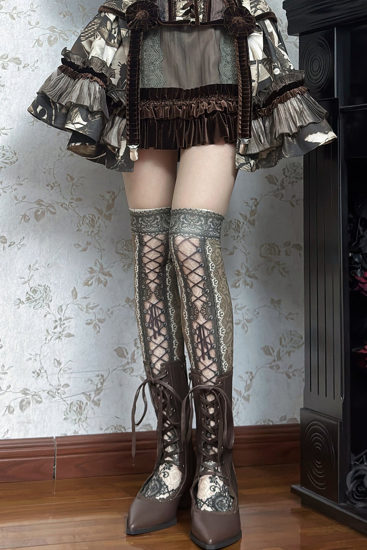 Gothic Pointed Toe Cut Out Boot Heels