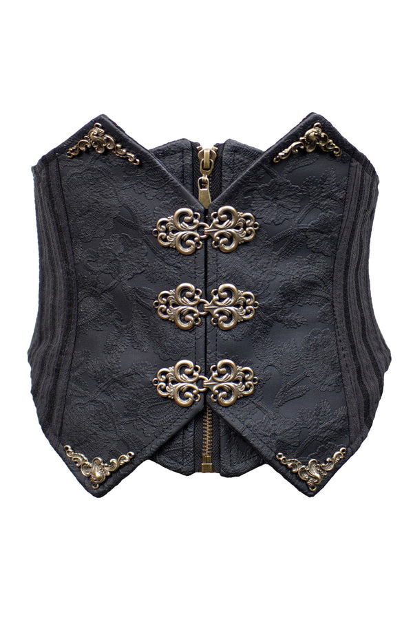 Gothic Spliced Leather Embossed Waist Corset