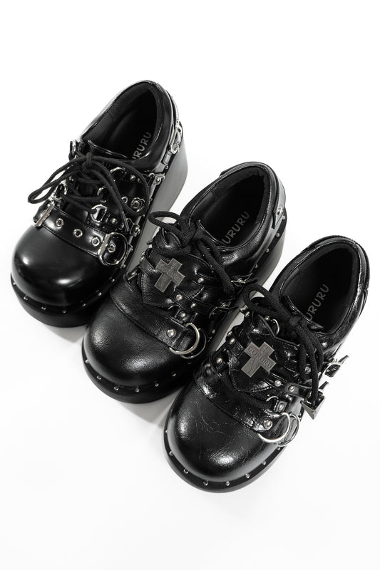 Y2K Punk Thick-Soled Leather Shoes