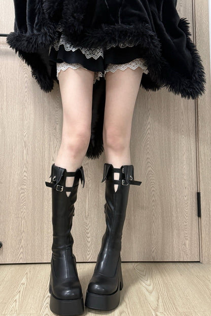 Bottes plateforme Y2K gothiques à ailes de chauve-souris
