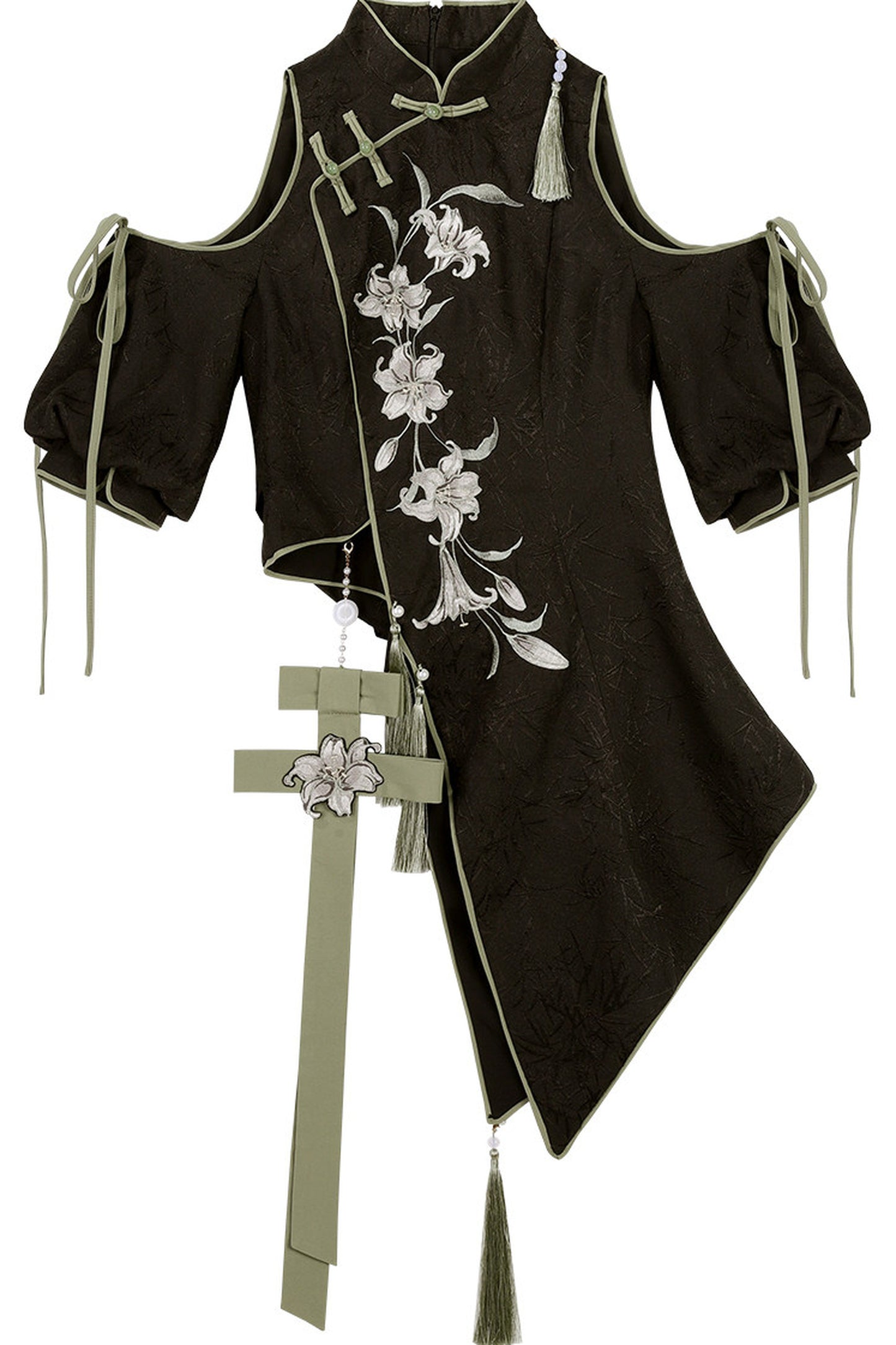 Floral Gothic Asymmetric Cheongsam Dress + Skirt