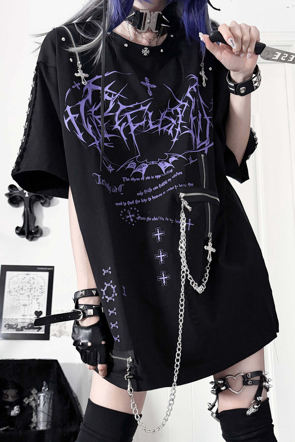 Broken Heart Sequel Zipper Loose T-shirt